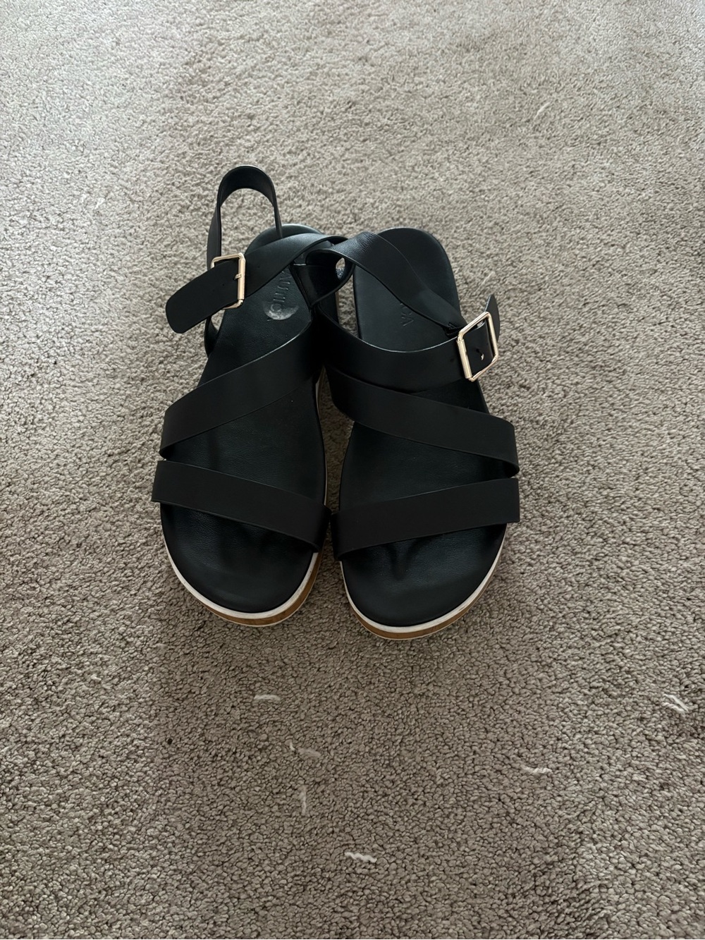 Nautica Black Strappy Buckle Platform Sandals